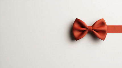 Stylish red satin ribbon bow on light background, perfect for gifts and decorations. This elegant design adds touch of sophistication to any occasion