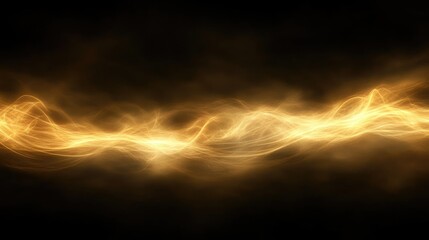 Poster - Abstract golden light waves on a dark background