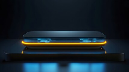 Poster - Futuristic Platform with Illuminated Data Stream