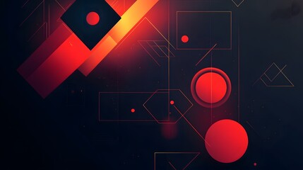 Poster - Abstract Red and Orange Geometric Shapes Design