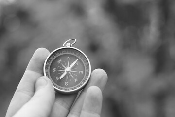 Wall Mural - classic navigation compass on natural background