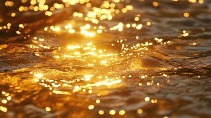 Poster - A close-up of shimmering water reflecting golden light.