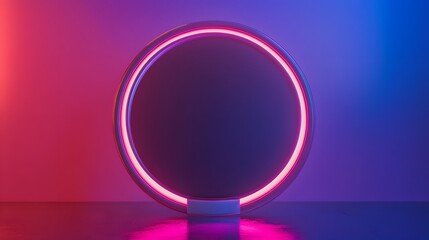 Poster - Oval Neon Frame Against Gradient Background