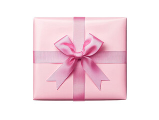 Wall Mural - Gift wrapped in pink paper with ribbon