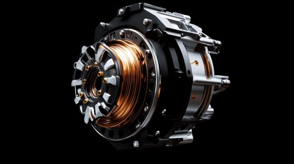 Poster - A detailed rendering of a mechanical component with copper wiring, likely for machinery.