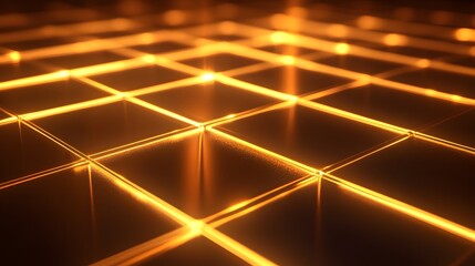 Poster - Golden Grid Illuminated Abstract Surface Design