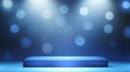 Poster - bright stage with spotlights and bokeh background for presentations