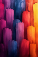 Aufkleber - Bright and colorful pattern of overlapping watercolor brushstrokes, creating an energetic abstract background,
