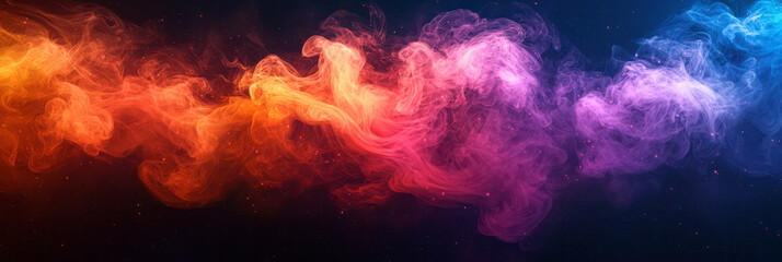 Aufkleber - Smoke effect in bright neon colors, swirling together to form an abstract gradient pattern,