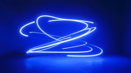Poster - Bright Blue Light Trails Abstract Swirling Design