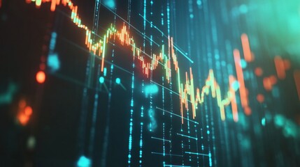 Leinwandbilder - A digital representation of stock market trends with fluctuating graphs and data points.
