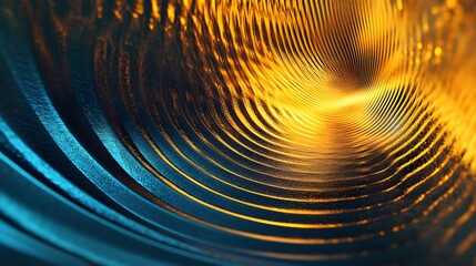 Poster - Abstract swirling gold and teal tunnel of light