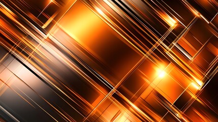 Poster - Abstract Orange and Brown Geometric Lines Design