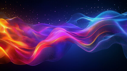 Fototapete - Abstract financial backdrop with glowing trade symbols and digital innovation themes in sleek neon accents.
