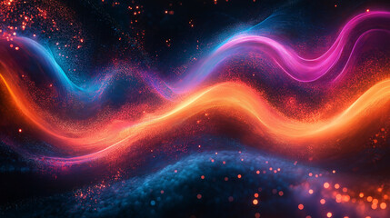 Fototapete - Vibrant global economy concept with flowing textures, futuristic data streams, and high-tech holographic design.
