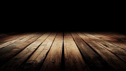Poster - A dimly lit wooden floor with shadows, creating a moody atmosphere.