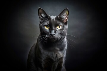  Abstract black cat, sleek lines, minimalist style.  Sophisticated photography.