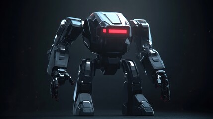 Aufkleber - A futuristic robotic figure with a sleek design and glowing red accents.