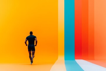 Leinwandbilder - A minimalist design of a single runner silhouette in motion, set against a clean gradient background