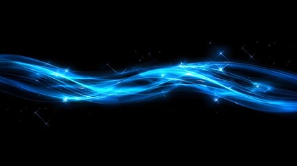 Poster - Abstract Blue Light Waves Sparkle Background