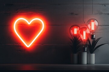 Poster - A simple heart shape radiating lines of light, representing joy and positivity in a sleek, modern design