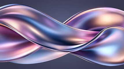 Poster - Abstract design features a mesmerizing blend of pastel colors with flowing waves and a shiny, metallic texture ideal for wall art