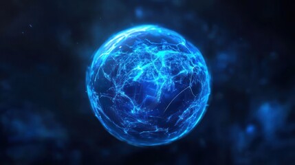 Fototapete - A glowing blue sphere with intricate patterns, suggesting a futuristic or digital theme.