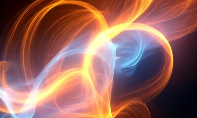 Wall Mural - abstract digital art featuring vibrant orange and blue swirling patterns on a dark background.
