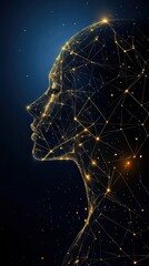 Fototapete - abstract representation of a human profile using glowing lines and dots, symbolizing the concept of 