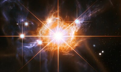 Wall Mural - A vibrant cosmic scene showcasing a star-forming region in deep space.