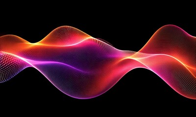 Wall Mural - a vibrant, abstract wave of colorful dots and lines on a black background.