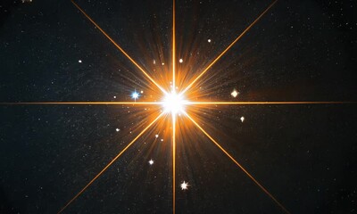 Wall Mural - A bright star surrounded by twinkling stars in a deep space backdrop.