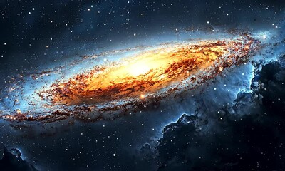 Wall Mural - A vibrant galaxy with swirling stars and cosmic clouds, illustrating the beauty of space.