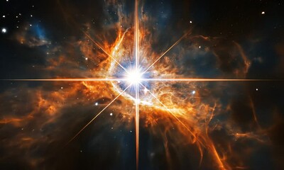 Wall Mural - A stunning cosmic image showcasing a nebula with bright stars and vibrant colors.