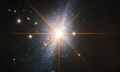 Wall Mural - A stunning view of a star cluster surrounded by countless stars in deep space.