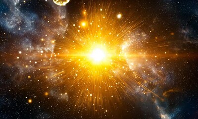 Wall Mural - A vibrant cosmic explosion depicting the birth of stars in a vast galaxy.