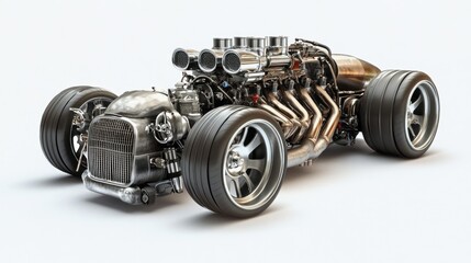 Poster - A highly detailed custom car with a powerful engine and sleek design.