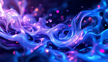 Poster - A Mesmerizing Dance of Light and Color in an Abstract Fluid Composition with Bubbles