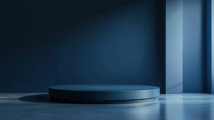 Poster - Modern 3D Vibrant Blue Product Podium in Minimalist Studio Setting