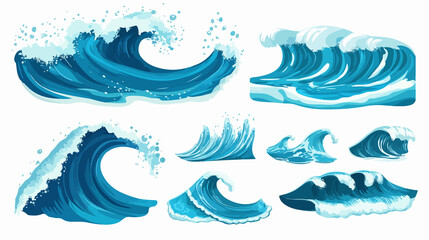 Blue Sea Waves Vector Set for Graphic Design Projects