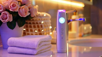 Poster - This Relaxing at home with advanced spa technologies featuring soothing lighting and gentle care. Photoepilator