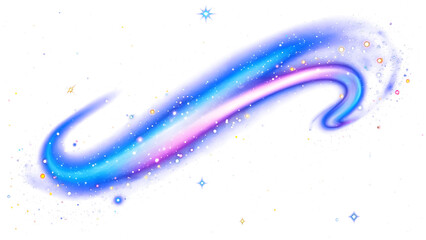 Wall Mural - Blue purple cosmic arc with stars and sparkles stardust curve light and magic galaxy's embrace png clipart transparent