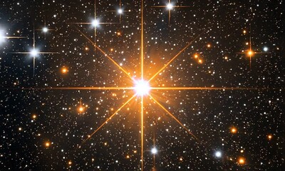 Wall Mural - A stunning cosmic scene showcasing a bright star surrounded by colorful nebulae and stars.
