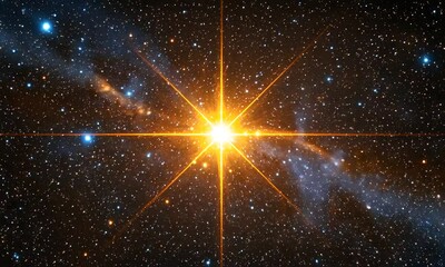 Wall Mural - Stunning cosmic image showcasing a bright star surrounded by colorful celestial structures.
