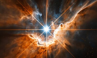 Wall Mural - A stunning cosmic image showcasing a nebula with bright stars and intricate gas formations.