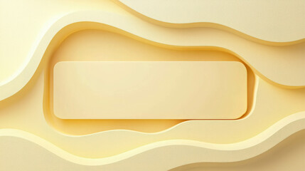 Poster - Soft Pastel Yellow 3D Rectangular Panel Suspended Within Curved Background Design