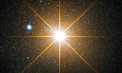 Wall Mural - A bright star shines amidst a field of stars in a cosmic scene.