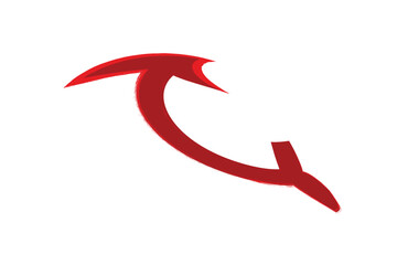 hand drawn red arrow icon pointing up right direction