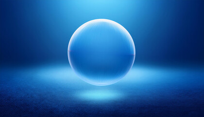 Wall Mural - blue sphere against blue backdrop. abstract round shape. futuristic design.