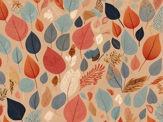 Wall Mural - seamless pattern with leaves,Ai generated 